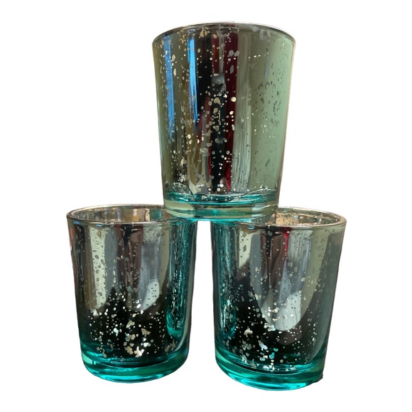 letine Accents Mercury Glass Teal Votive Candle Tea Light Holders